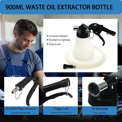 Vacuum Brake Bleeder Kit, 0.9L Vehicle Manual Brake Bleeder Vacuum Pump with 8 Master Cylinder Adapters, 0.75L Refilling Bottle, One-Person Operation Brake Fluid Bleeder for Car Truck SUV Sedan in Saudi Arabia