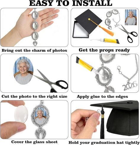 سحر صورة قبعة التخرج التذكارية المخصصة، شرابة التخرج التذكارية 2026 مع سحر الصورة وأجنحة الملاك له أو لها هدية التخرج in Kuwait