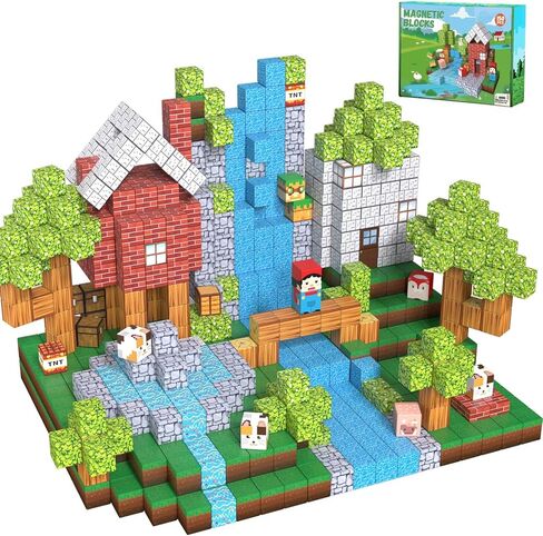 Magnetic Building Blocks for Kids - 150pcs Magnetic Cubes Tiles, STEM Montessori Educational Construction Toys for Toddlers Boys & Girls Ages 3-4, 5-10 Year Olds Christmas Birthday Gifts Stacking Toy in Saudi Arabia