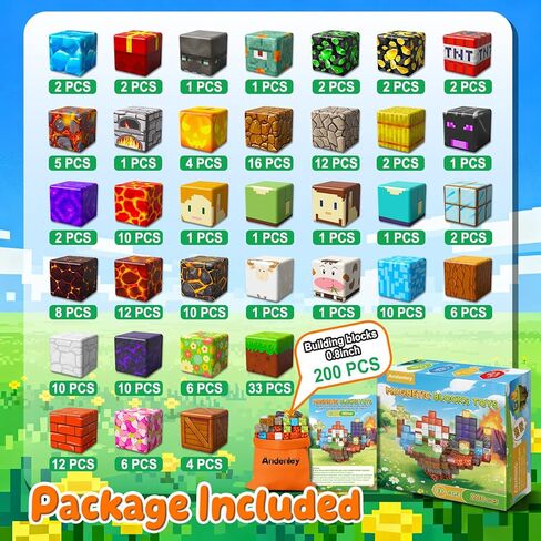 Magnetic Blocks - 200PCS Magnet Building Cube Game Tiles Stacking Construction, STEM Sensory Toys Birthday Gifts for Boys and Girls Age 3+ Years Old in Saudi Arabia