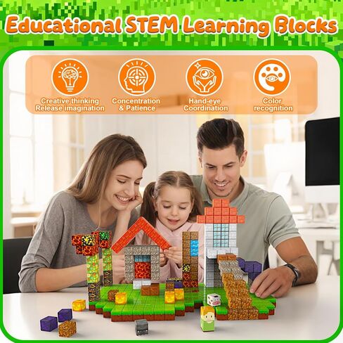 Magnetic Blocks - 200PCS Magnet Building Cube Game Tiles Stacking Construction, STEM Sensory Toys Birthday Gifts for Boys and Girls Age 3+ Years Old in Saudi Arabia