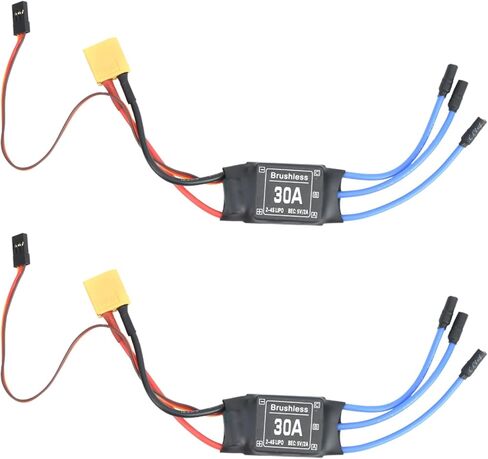 قطعتان من ESC بدون فرشاة مع مقابس XT60 و3.5 مم، 30 أمبير ESC، مخرج وحدة تحكم في السرعة RC 1.5 أمبير/5 فولت، وحدة تحكم في السرعة الإلكترونية ESC مع مشعاع للطائرات بدون طيار التي يتم التحكم فيها عن بعد in Kuwait