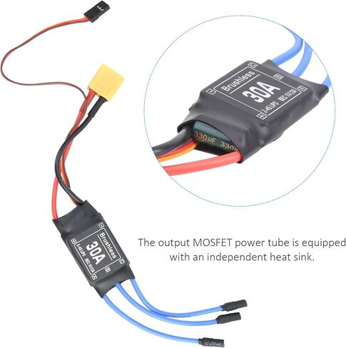 قطعتان من ESC بدون فرشاة مع مقابس XT60 و3.5 مم، 30 أمبير ESC، مخرج وحدة تحكم في السرعة RC 1.5 أمبير/5 فولت، وحدة تحكم في السرعة الإلكترونية ESC مع مشعاع للطائرات بدون طيار التي يتم التحكم فيها عن بعد in Kuwait