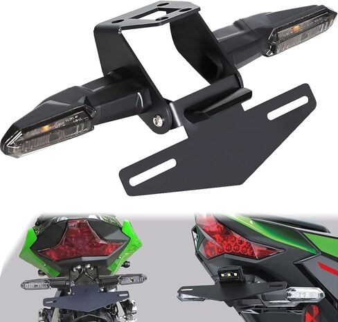Fender Eliminator Kit Compatible with 2018-2025 Ninja 400 Z400 Ninja250 Ninja 500 Z500 Tail Tidy License Plate Holder Bracket with Rear Turn Signals & LED License Plate Light (Smoke) in Saudi Arabia