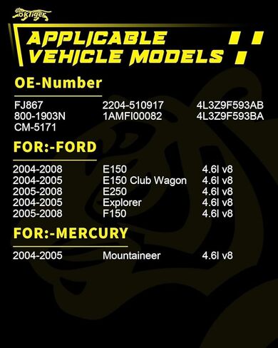 محاقن الوقود المحسنة Oktiger FJ867 4.6L V8 تناسب Ford F150 2005 2006 2007 2008، Explorer 2004 2005، E150 E250 E150 Club Wagon، لسيارة Mercury Mountaineer، مجموعة من 8، استبدال # 4L3Z9F593AB in Kuwait