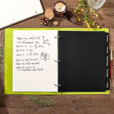 2 Set Black Binder Dividers with 5 Tabs, Plastic Binder Divider for 3 Ring Binders, 8.3 x 11 Inch Index Divider for Binders with 3 Hole for Office School Notebooks, 10 Dividers Total in Saudi Arabia