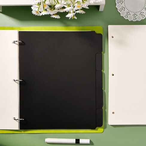 2 Set Black Binder Dividers with 5 Tabs, Plastic Binder Divider for 3 Ring Binders, 8.3 x 11 Inch Index Divider for Binders with 3 Hole for Office School Notebooks, 10 Dividers Total in Saudi Arabia