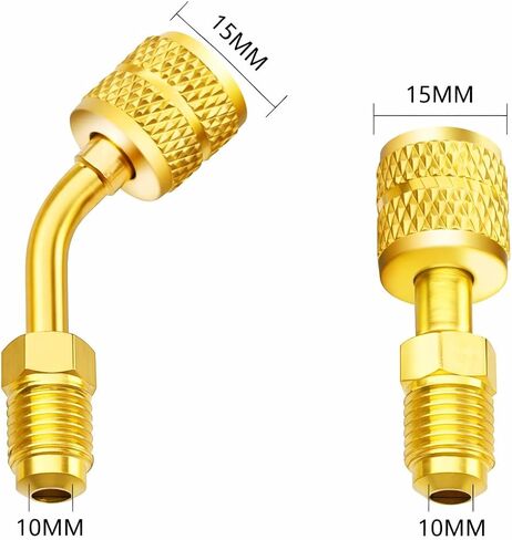 R410A R32 A2L Refrigerant Adapter, 5/16" Female to 1/4" Male SAE Flare Mini Split Vacuum Pump Adapter for HVAC Gauges, 4PCS AC Fitting (2 Straight + 2 Angled) in Saudi Arabia