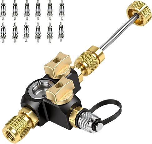Upgrade VC2G 1/4" Valve Core Removal Tool Dual Valve with Sight Glass, A2L Compatible, Vacuum-Rated 20 microns, Fast Recovery&Evacuation, HVAC Tools in Saudi Arabia