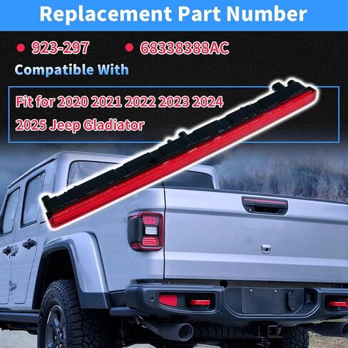 مجموعة مصابيح الفرامل الثالثة LED ضوء الفرامل الثالث متوافق مع 2020-2025 Jeep Gladiator Center High Mount Stop Light استبدال # 923-297، 68338388AC in Kuwait
