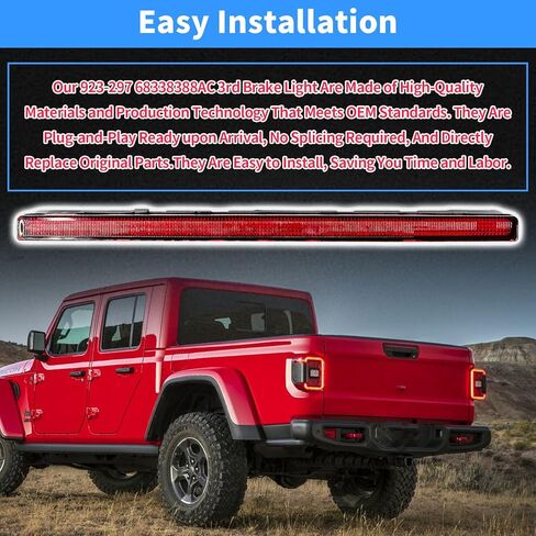 مجموعة مصابيح الفرامل الثالثة LED ضوء الفرامل الثالث متوافق مع 2020-2025 Jeep Gladiator Center High Mount Stop Light استبدال # 923-297، 68338388AC in Kuwait