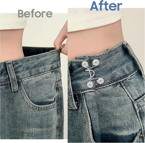 مجموعة مشبك خصر قابل للتعديل للسراويل الفضفاضة، 10 مجموعات 8 أنماط مشابك لشد الخصر بدون خياطة ولا أدوات، أزرار جينز مزخرفة قابلة للفصل، دبابيس ضبط للجينز والسراويل والتنانير والأكمام in Kuwait