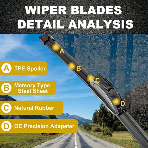 Premium U/J Hook 15"+15" Windshield Wiper Blades for 2007-2018 Jep Wrangler JK Original Equipment Replacement Jeep Wrangler Accessories (Pack of 2) in Saudi Arabia