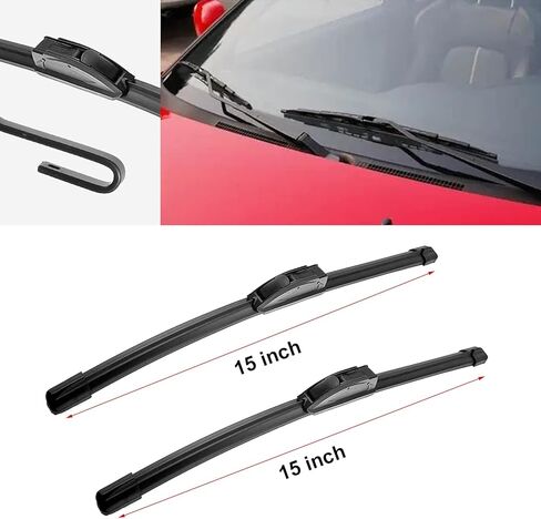 Premium U/J Hook 15"+15" Windshield Wiper Blades for 2007-2018 Jep Wrangler JK Original Equipment Replacement Jeep Wrangler Accessories (Pack of 2) in Saudi Arabia