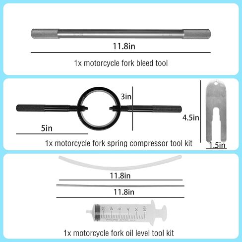 Motorcycle Fork Service Tool Kit, Fork Oil Level Tool with 3PCS Set Spring Compressor, and Damper Rod Bleed Tool for Fork Maintenance in Saudi Arabia