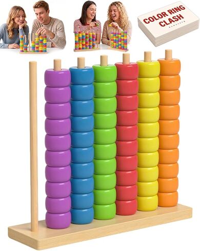 Color Match Challenge Game, Wooden Fast-Paced Pattern Matching Ring Stack Puzzle with Challenge Cards for 2 Players, Fun Party, Family Game Night Activity, Interactive Matching Play (2 Pack) in Saudi Arabia