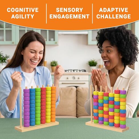 Color Match Challenge Game, Wooden Fast-Paced Pattern Matching Ring Stack Puzzle with Challenge Cards for 2 Players, Fun Party, Family Game Night Activity, Interactive Matching Play (2 Pack) in Saudi Arabia