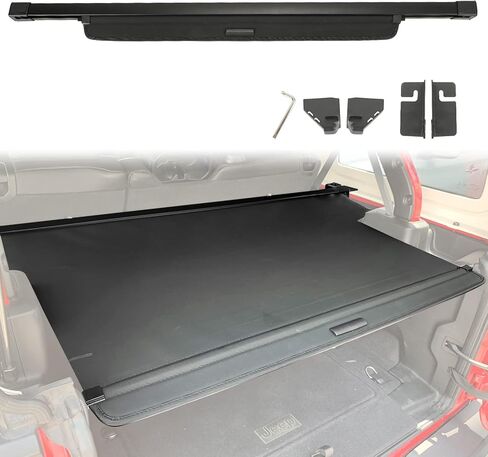 Retractable Cargo Cover for Jeep Wrangler JL Unlimited JLU 4-Door Hard Top (2018-2023) - Black Trunk Privacy Shade, Rear Storage Security Cover, NOT Compatible with Soft Top & 4XE Models in Kuwait
