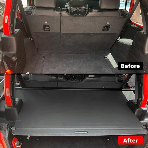 Retractable Cargo Cover for Jeep Wrangler JL Unlimited JLU 4-Door Hard Top (2018-2023) - Black Trunk Privacy Shade, Rear Storage Security Cover, NOT Compatible with Soft Top & 4XE Models in Kuwait