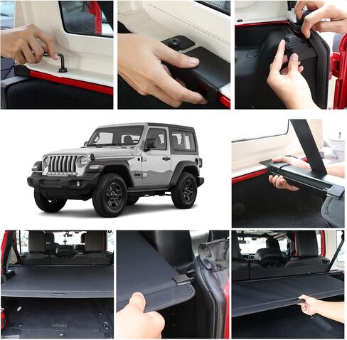 Retractable Cargo Cover for Jeep Wrangler JL Unlimited JLU 4-Door Hard Top (2018-2023) - Black Trunk Privacy Shade, Rear Storage Security Cover, NOT Compatible with Soft Top & 4XE Models in Kuwait