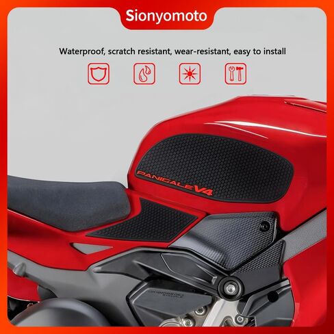 مجموعة ملصقات واقية لخزان الوقود متوافقة مع Panigale V4 V4S /SP2 2025 - طقم حماية مضاد للانزلاق، أسود | 4 قطع in Kuwait