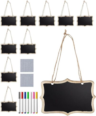 10 PCS Large 5.9×9 inche Hanging Chalkboard Signs, Double Sided Erasable Message Board with 10 PCS Long Hanging String & 7 PCS Color Pen & 2 PCS Cleaning Cloth for Partys in Saudi Arabia