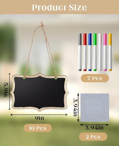 10 PCS Large 5.9×9 inche Hanging Chalkboard Signs, Double Sided Erasable Message Board with 10 PCS Long Hanging String & 7 PCS Color Pen & 2 PCS Cleaning Cloth for Partys in Saudi Arabia