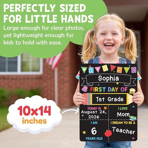 First & Last Day of School Sign (Marker + Pencil Flag Included) - 10x14 Reusable Back to School Chalkboard 1st for Kindergarten Preschool Daycare, Double Sided Dry Erase Board Photo Props for Kids in Saudi Arabia