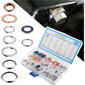 90PCS Oil Drain Plug Gasket Kit,Crush Washer Oil Drain Plug Including M11 M12 M14 M16 M18 M20,Sealed Oils Drains Plugs Washer with Storage Box for Car Accessories Replacement in Saudi Arabia