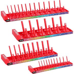 WORKPRO Socket Organizer Set, 4PC Impact Socket Holder, 1/4", 3/8", 1/2" Drive SAE Socket Trays, Impact Socket Organizer for Tool Box Drawer, Socket Storage Holds 82 Pieces (Socket not Included) in Kuwait