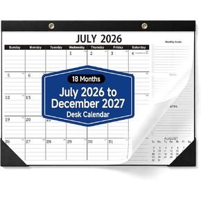 Desk Calendar 2026-2027 - 18 Month Large Monthly Calendar (July 2026 - Dec 2027), 17" x 12" Desktop & Wall Calendar with Thick 120 GSM Paper, Corner Protector for Home, School and Office in Saudi Arabia