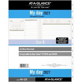 إعادة تعبئة مخطط AT-A-GLANCE 2027 يوميًا، 8.5 بوصة × 11 بوصة، حجم الورقة 5، صفحتان في اليوم لإعادة التعبئة، 7 أوراق فضفاضة (491-225-27) in Kuwait