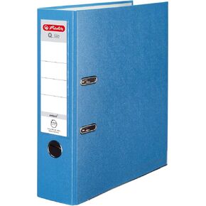 Herlitz Q.File Folder | Spine 8 cm | PP Film | Office Organiser for A4 Documents | Change Label | Lever Mechanism with Print Strip | Fits 600 Sheets | Light Blue in Saudi Arabia
