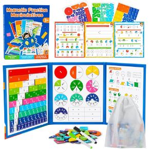 Magnetic Fraction Demonstration Book for Kids, Montessori Fraction Playbook with Tiles & Circles, Fraction Educational Puzzle Sets for Children, Math Manipulatives for Homeschool Classroom in Saudi Arabia