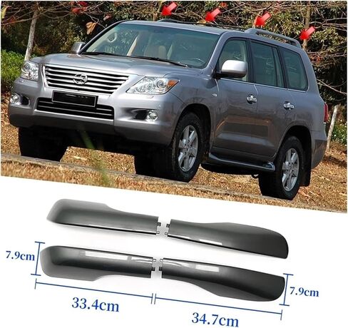 4pcs Grey ABS Car Roof Rack Bar Rail End Shell Cover Trim Compatible for Lexus LX570 2008 2009 2010 2011 2012 2013 2014 2015 Accessories in Saudi Arabia