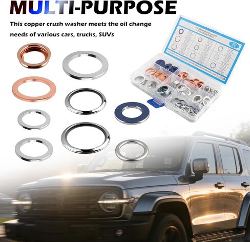 90PCS Oil Drain Plug Gasket Kit,Crush Washer Oil Drain Plug Including M11 M12 M14 M16 M18 M20,Sealed Oils Drains Plugs Washer with Storage Box for Car Accessories Replacement in Saudi Arabia