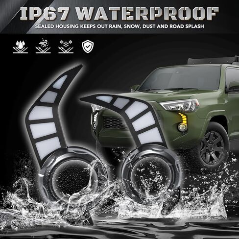 LED Daytime Running Lights - for Toyota 4Runner 2014-2024 DRL Front Bumper Fog Light Turn Signal Lamp Assembly for SR SR5 TRD PRO Sport Dynamic Sequential Turn Signal 3 Color IP67 Waterproof in Saudi Arabia