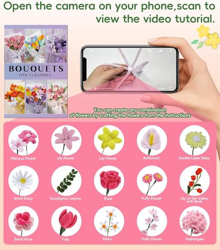 772PCS Complete Pipe Cleaner Flower Kit Pipe Cleaners Bulk Craft Supplies Chenille Stems Flower Making Kit with Instruction Floral Wires Tape for Festival Home Decorations, Art Supplies in Saudi Arabia