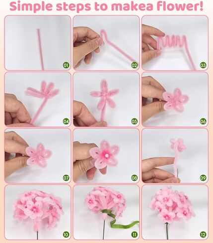 772PCS Complete Pipe Cleaner Flower Kit Pipe Cleaners Bulk Craft Supplies Chenille Stems Flower Making Kit with Instruction Floral Wires Tape for Festival Home Decorations, Art Supplies in Saudi Arabia