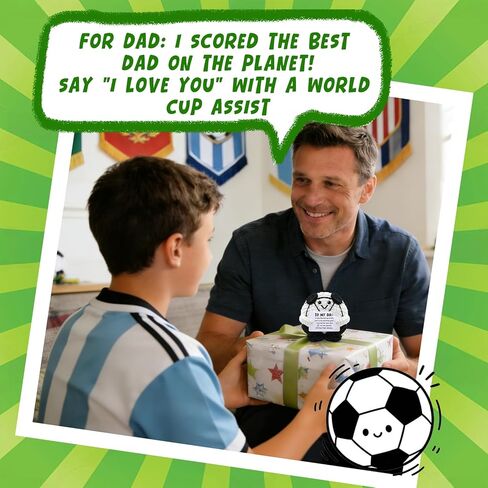 Funny Soccer Gift for Dad from Son Daughter, Father’s Day Crochet Soccer Ball with Inspirational Card, Emotional Support Stuffed Animal, World Cup 2026 Gift for Soccer Lovers in Kuwait