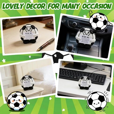 Funny Soccer Gift for Dad from Son Daughter, Father’s Day Crochet Soccer Ball with Inspirational Card, Emotional Support Stuffed Animal, World Cup 2026 Gift for Soccer Lovers in Kuwait