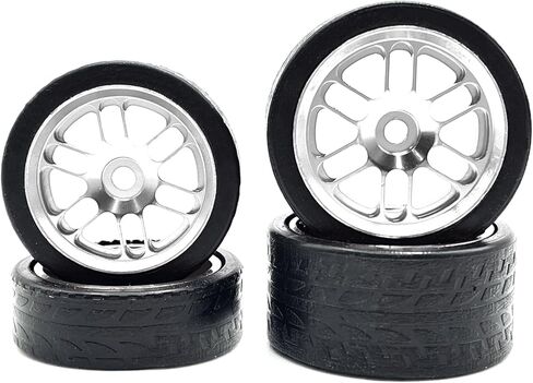 مجموعة إطارات وعجلة سباق نهائية لسيارة 1/24 Losi Micro-B RC - 7 مم سداسية، إطارات معدنية خفيفة الوزن وإطارات TPE ترقية losi Micro b (أسود) in Kuwait