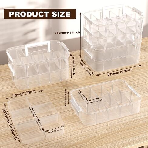 منظمات ووحدات تخزين بلاستيكية من 4 طبقات مع درجين قابلين للإزالة و20 حجرة قابلة للتعديل، منظم تخزين مستلزمات فنية للخياطة، والألغاز، وشريط واشي، وطلاء الأظافر in Kuwait