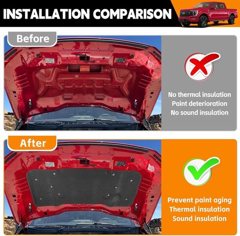 Soundproof Liner Compatible with 2021-2024 Ford F150 3.5L (Exclude Raptor) Hood Sound Insulation Mat PET Felt Engine Heat Insulation Shield for 2023 F150 Accessories in Saudi Arabia