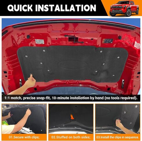 Soundproof Liner Compatible with 2021-2024 Ford F150 3.5L (Exclude Raptor) Hood Sound Insulation Mat PET Felt Engine Heat Insulation Shield for 2023 F150 Accessories in Saudi Arabia