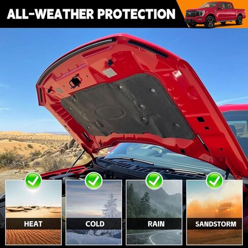 Soundproof Liner Compatible with 2021-2024 Ford F150 3.5L (Exclude Raptor) Hood Sound Insulation Mat PET Felt Engine Heat Insulation Shield for 2023 F150 Accessories in Saudi Arabia