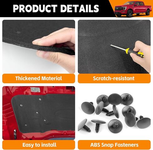Soundproof Liner Compatible with 2021-2024 Ford F150 3.5L (Exclude Raptor) Hood Sound Insulation Mat PET Felt Engine Heat Insulation Shield for 2023 F150 Accessories in Saudi Arabia
