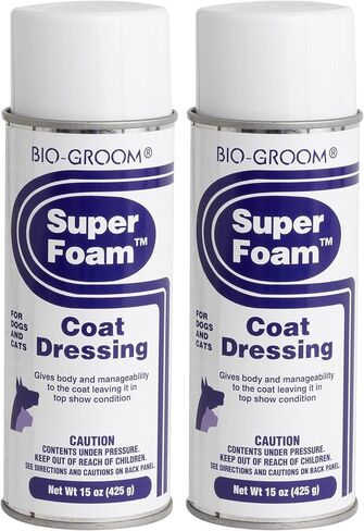 Bio-groom Super Foam Coat Dressing – Dog Detangler Spray for Dematting, Texturizes, Prevents Dryness, Non-Oily, Cruelty-Free, Made in USA, Lanolin Dog Grooming Products – 15 oz 1-Pack in Kuwait