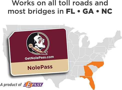 NCAA NolePass Toll Sticker; E-PASS Prepaid toll Program, Works on All toll Roads in FL, GA, NC in Saudi Arabia