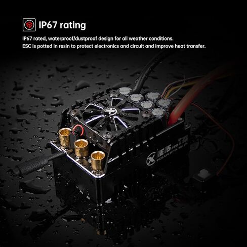 XC E5Pro APP Controls Sensored Brushless ESC for RC Car,6-12S Lipo,250A Continuous Current,8-25A、6.0/7.4/8.4V BEC,Applicable to 1/5、1/6 Off Road Truck Monster in Saudi Arabia